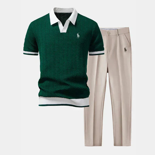 RL V-Neck Polo and Tailored Slim-Fit Pants Set
