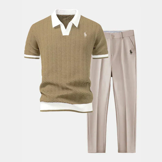 RL V-Neck Polo and Tailored Slim-Fit Pants Set