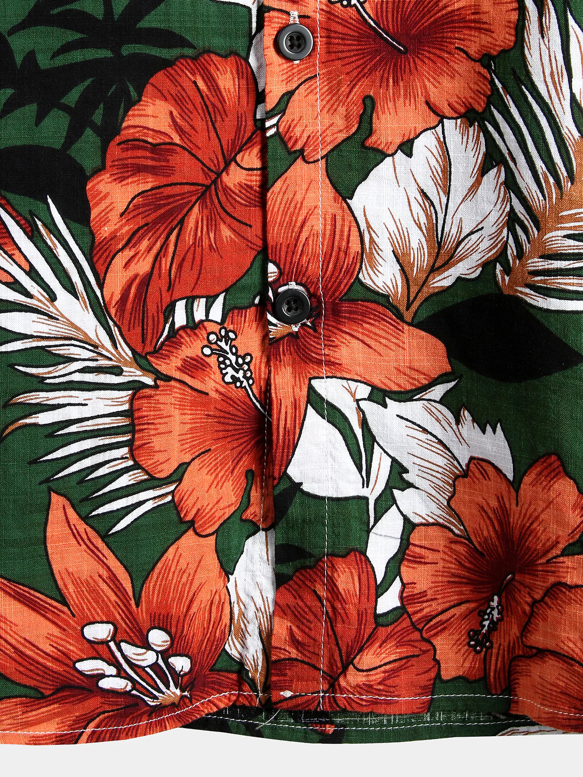 Men’s Hawaiian-Style Green Floral Cotton Shirt